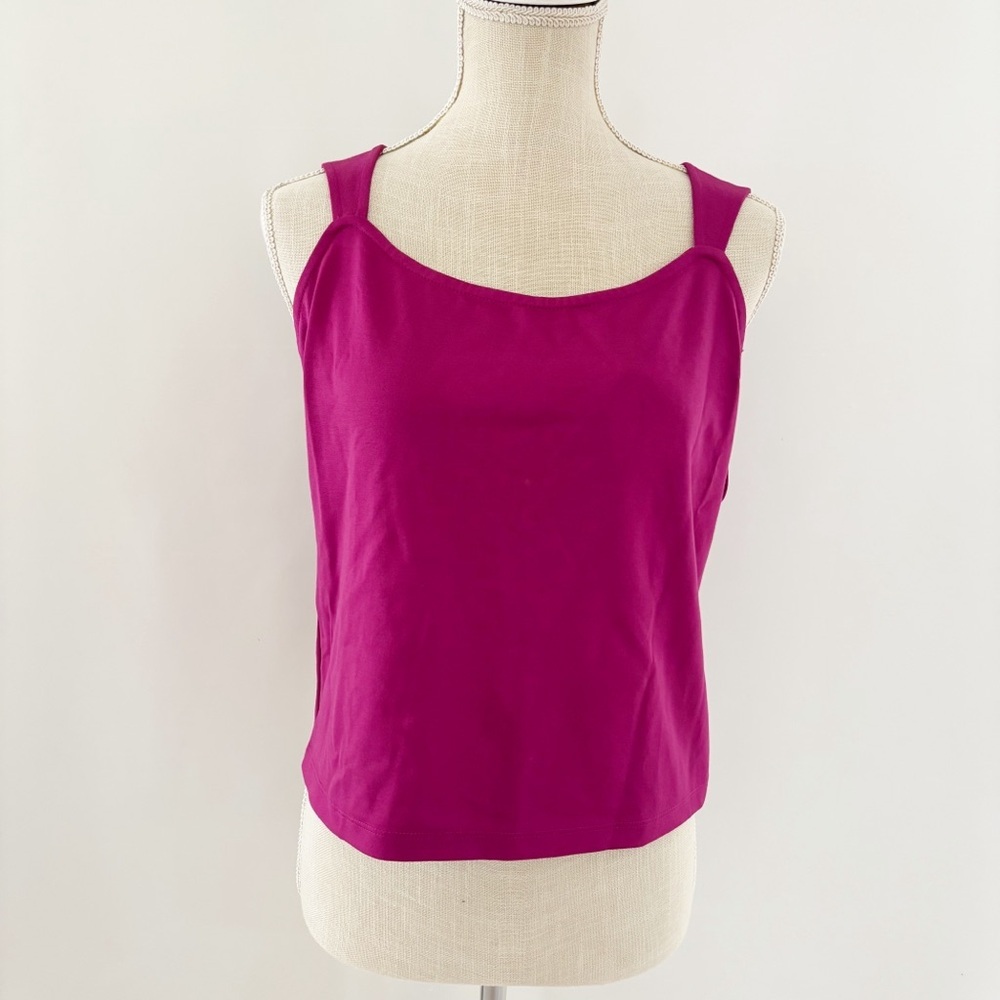 Maeve Anthropologie Tank Top Large Magenta Pink Open Back Cutout‎ Square Neck